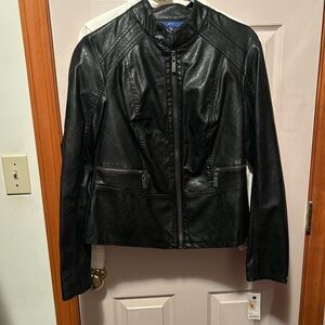 Apt. 9 Black Leather Zip-Front Moto Jacket